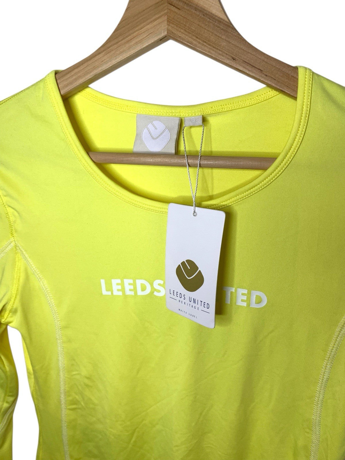 Leeds United Heritage White Label Yellow Gym Stretch Running Top BNWT Size 6