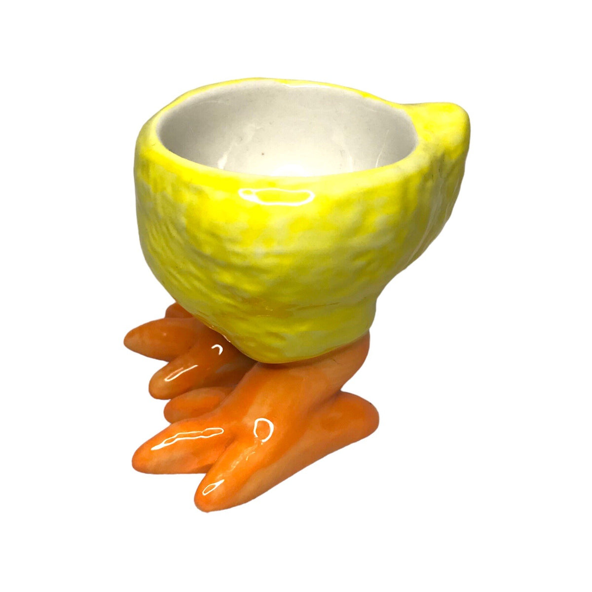 Egg Cup Holder Adorable Yellow Chick Chicken Tail Ornament - Brand New in Box