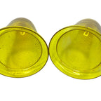Pair Antique Cadmium Glass Bell Cloches Hand Blown UV Reactive Yellow Orange