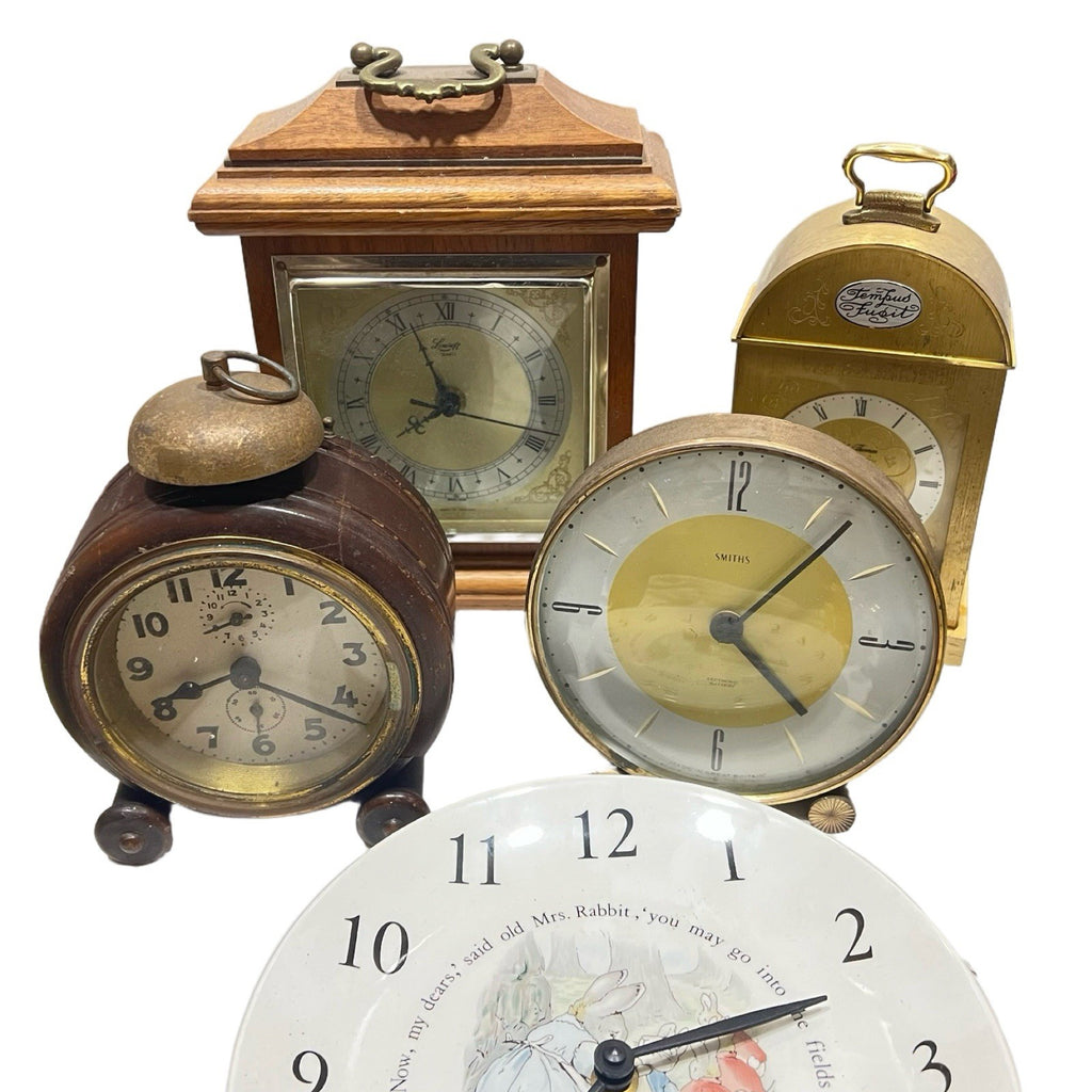 23x Vintage Clock Job Lot Smiths Westclox Metamec Swiza Mantel Alarm Novelty - back view