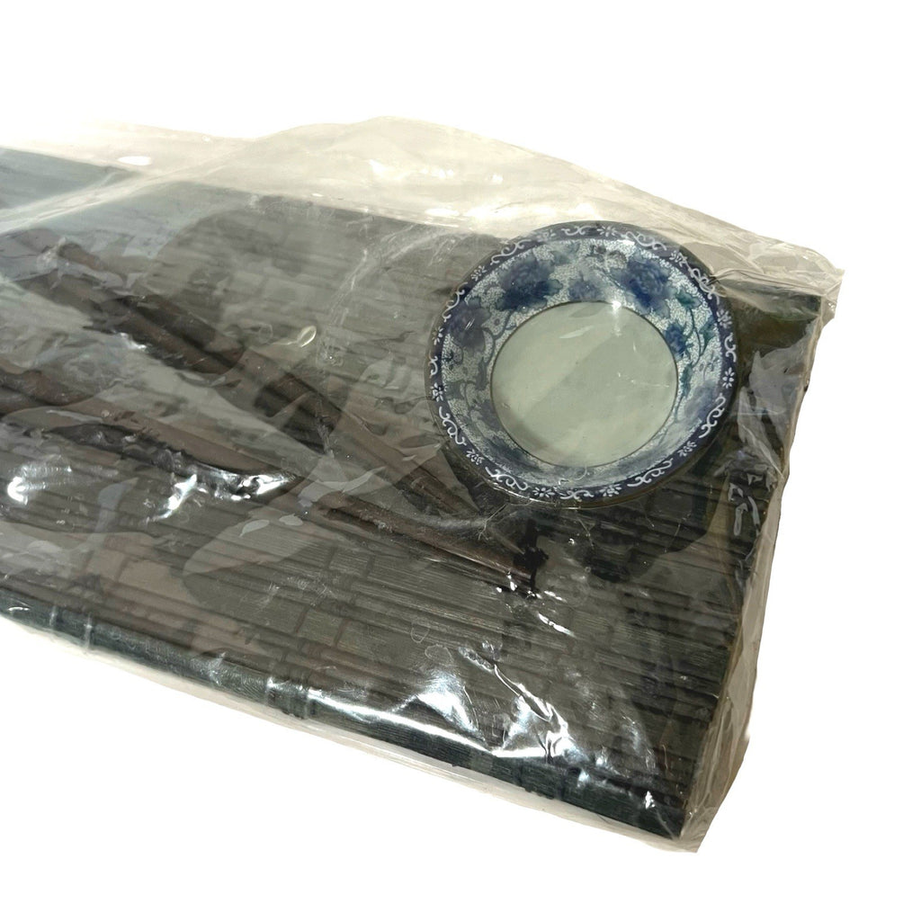 Japanese Style Sushi Dining Set Bamboo Mat Chopsticks Bowl Rest