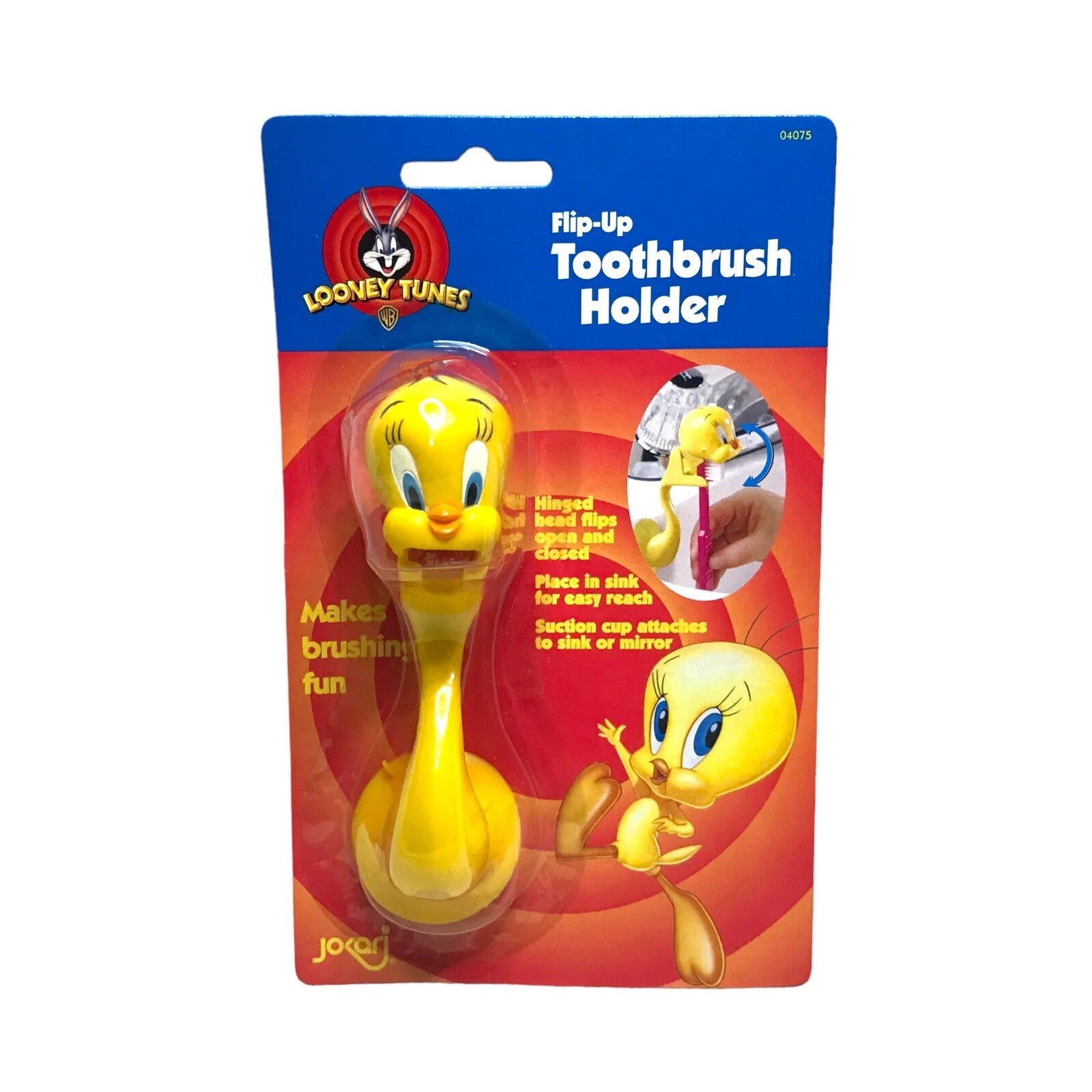 Tweety Bird Flip-Up Toothbrush Holder 1996 Looney Tunes Bathroom NOS Vintage