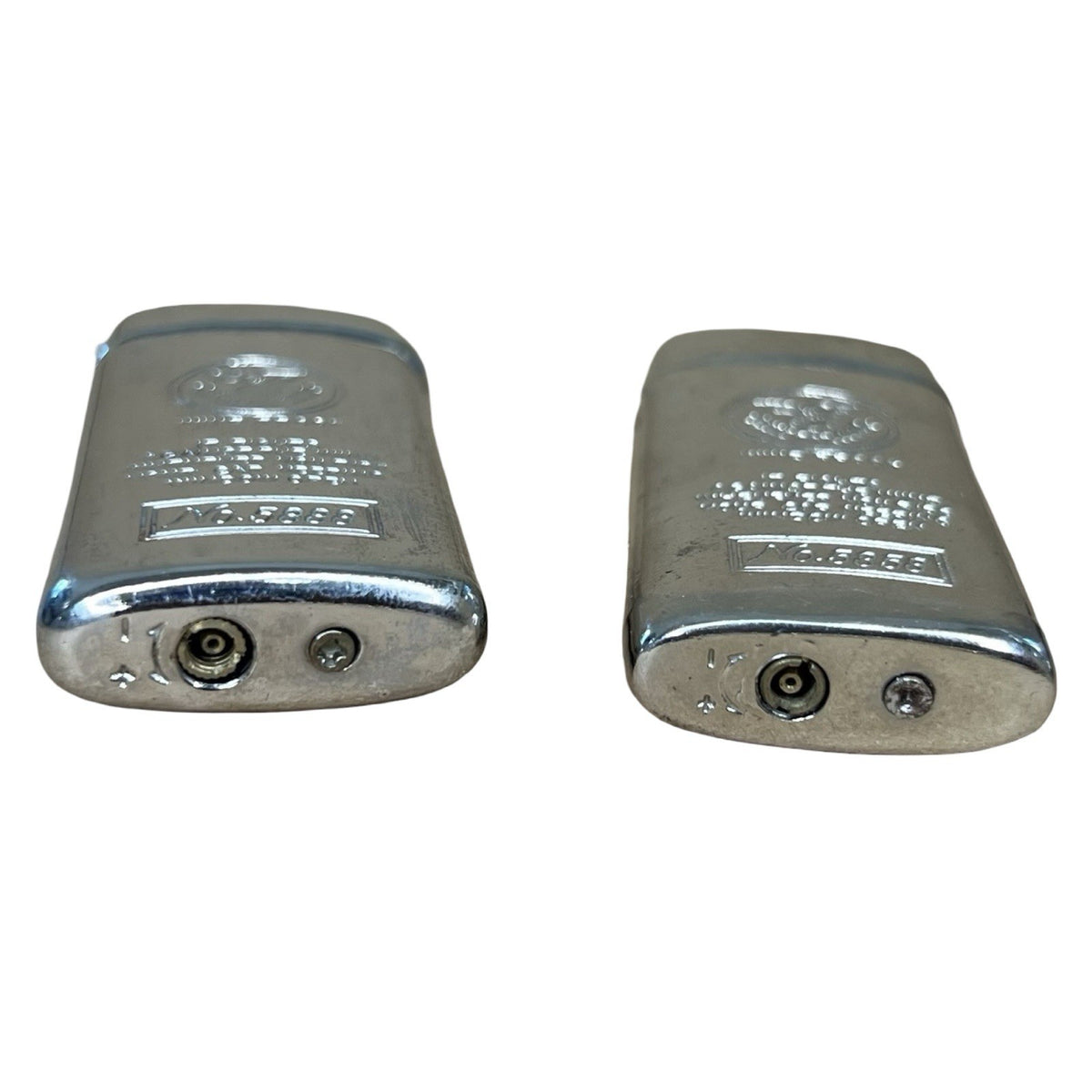 Pair Vintage Sang Xin 5888 5858 Eagle Windproof Butane Gas Lighters Pouch