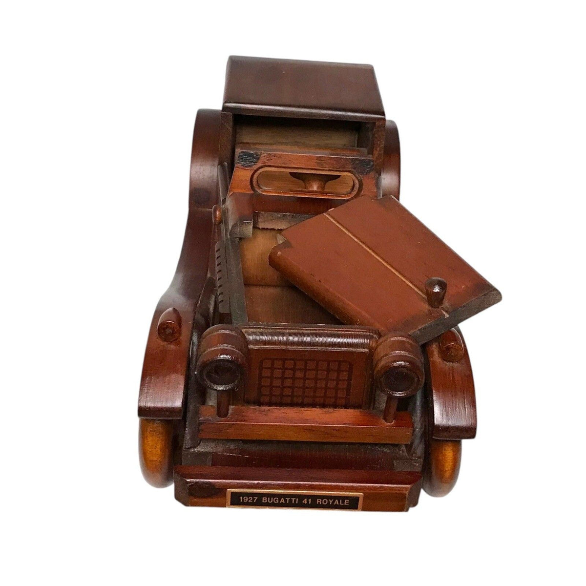 Bugatti Type 41 Royale 1927 Wooden Model Car Cigarette Box Vintage Collectable