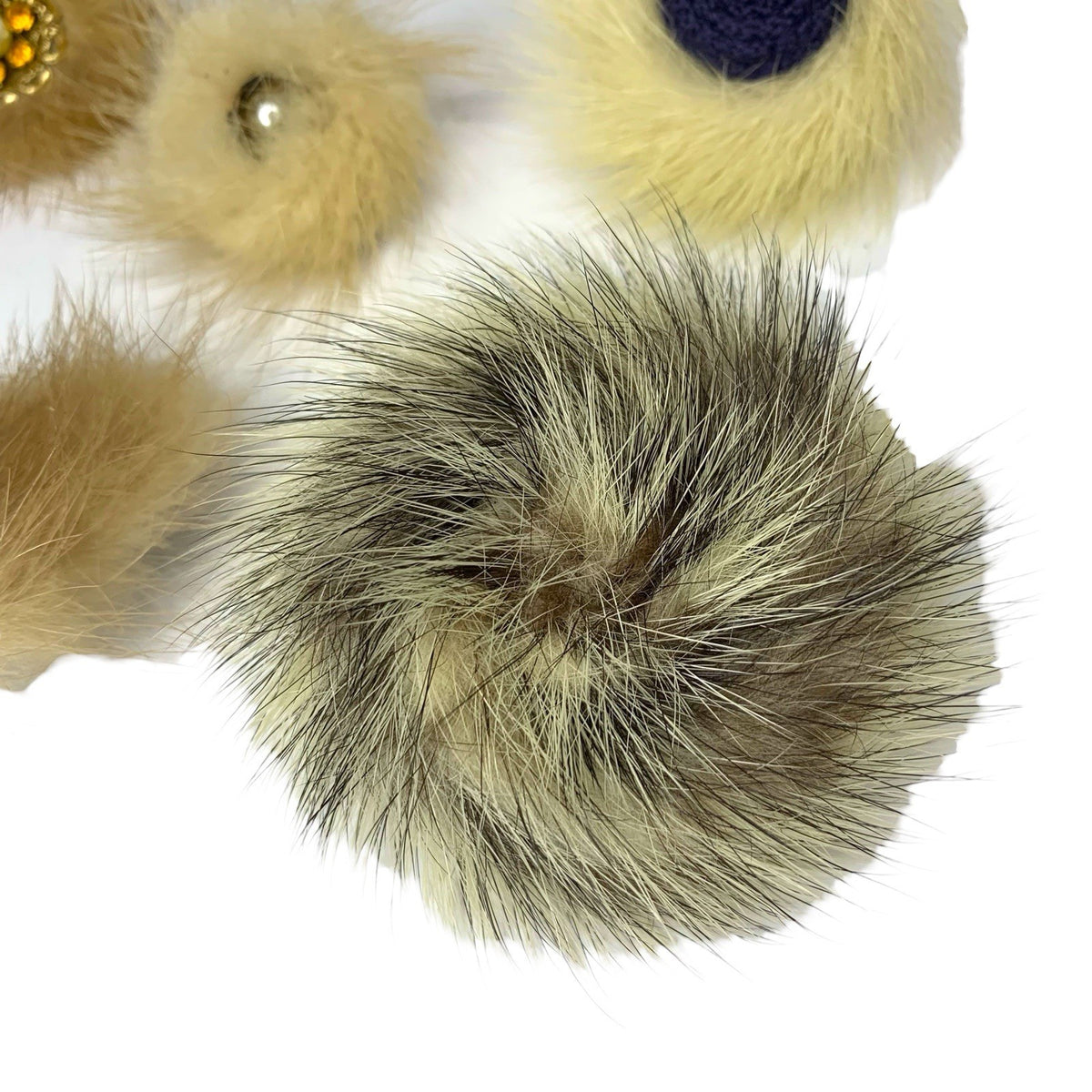 Vintage Mink Fur Brooch Pin Set 5 Rhinestone Butterfly Mixed Colours Jewellery