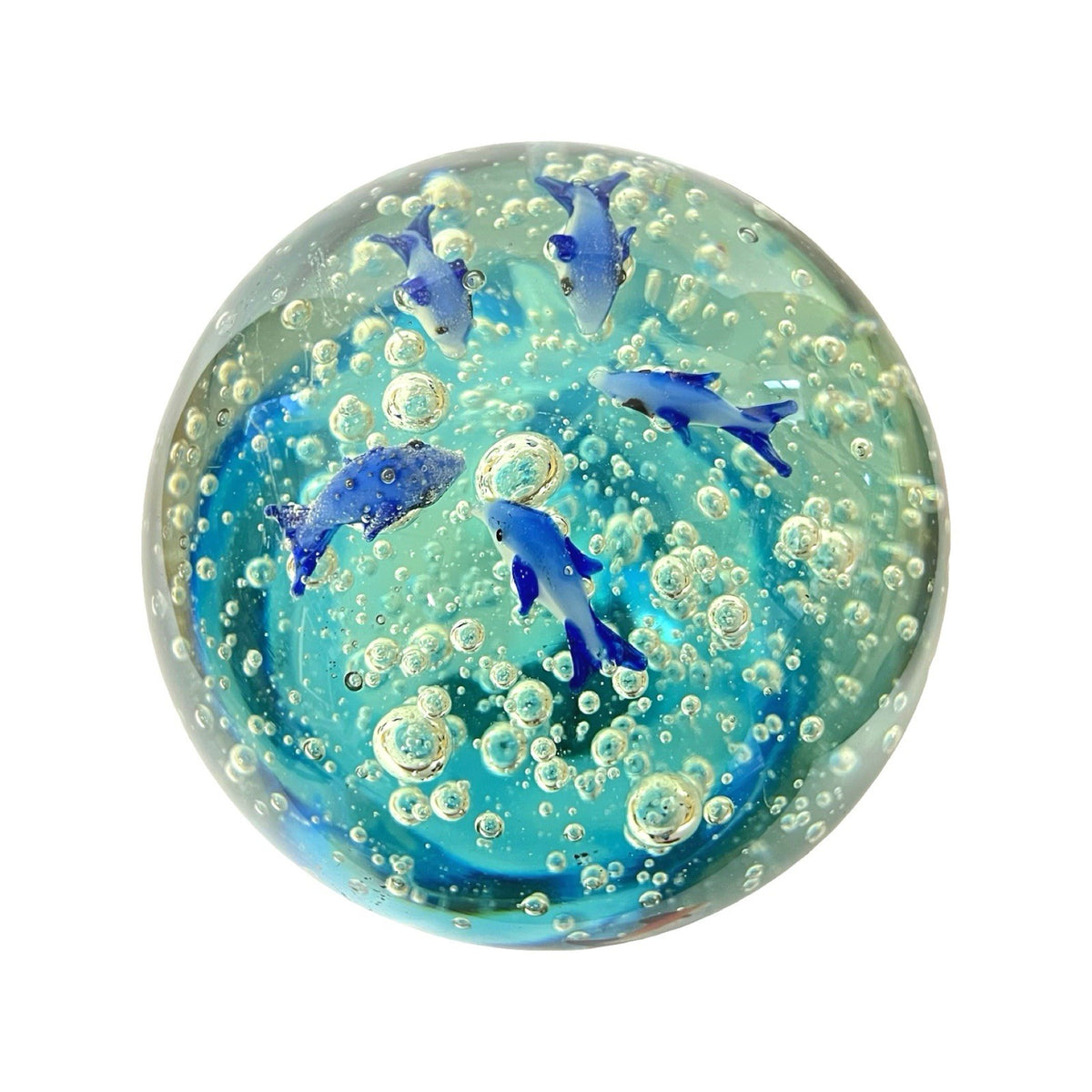 Large Studio Art Glass Aquarium Fish Paperweight Bubble Glass Sculpture 2.2kg