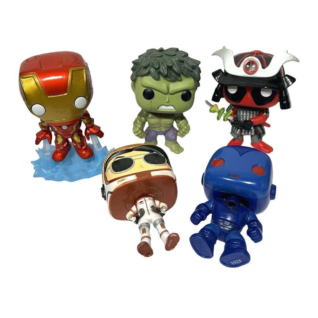 Marvel & Fortnite Figure Bundle Iron Man Hulk Deadpool Samurai Stealth Blue Lot