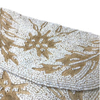 Vintage Brettle's Silkestia White Beige Micro Beaded Evening Clutch Purse Boxed