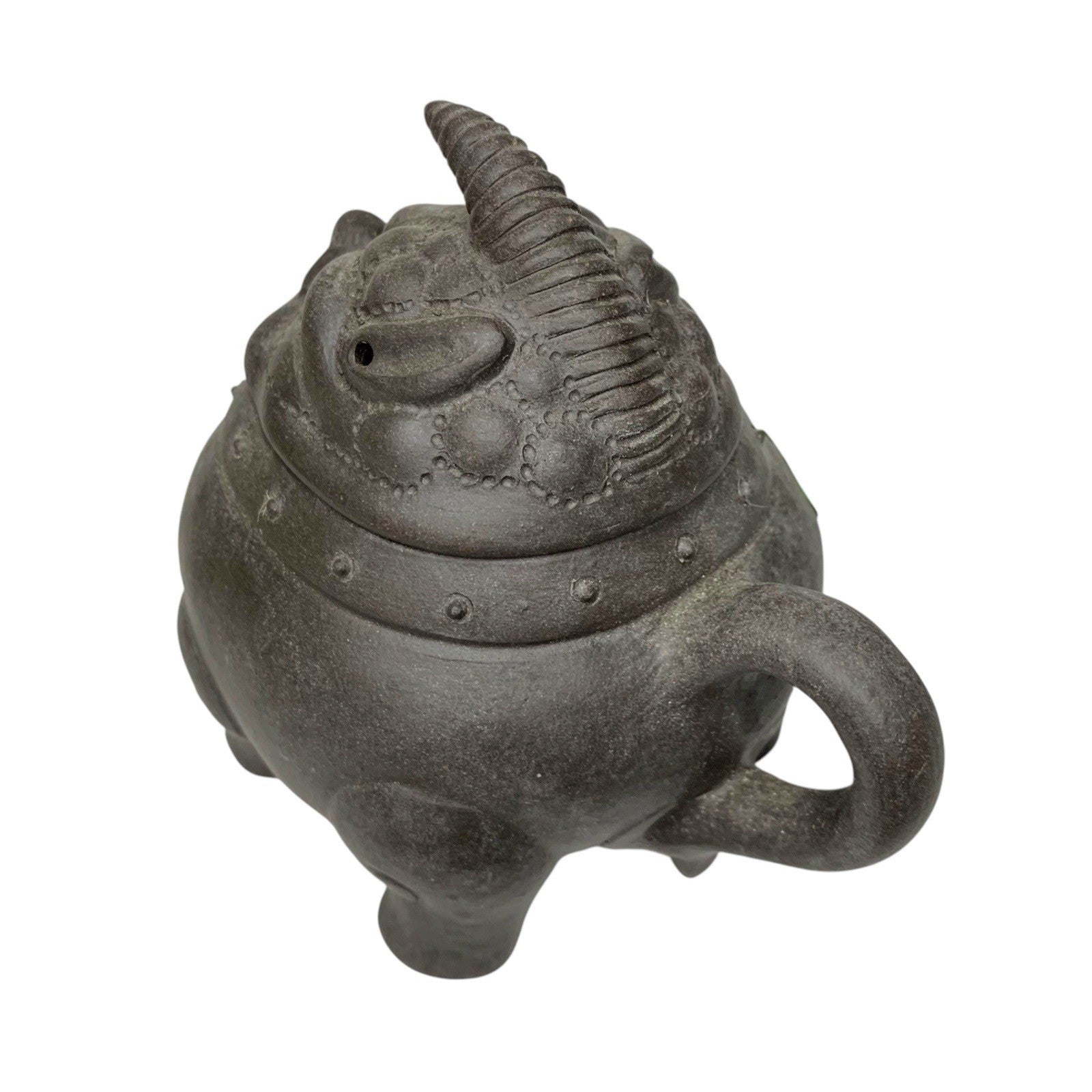 Vintage Yixing Zisha Fang Yuan Heini Foo Dog Teapot Square Circle Boxed