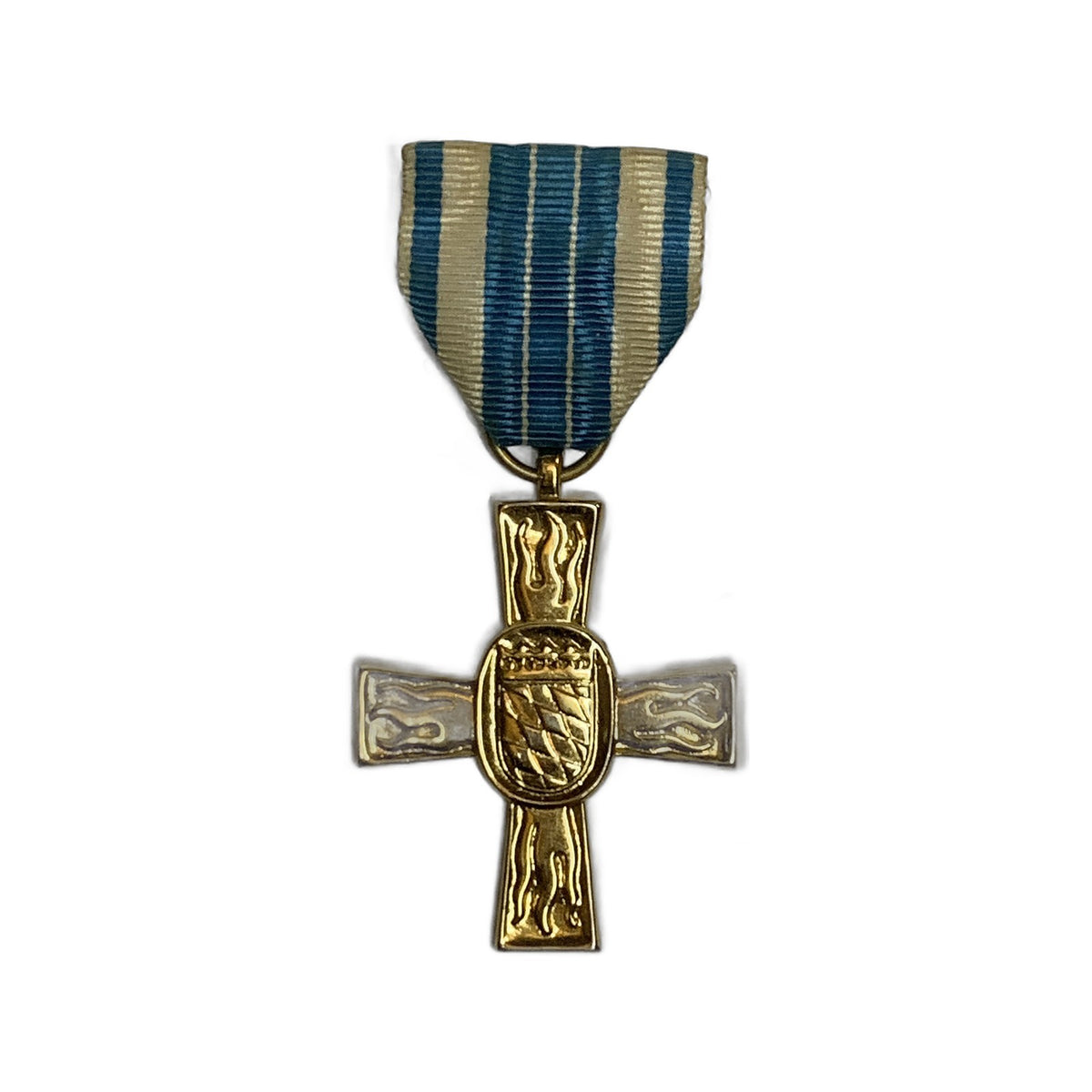 German Bavarian Fire Service Merit Cross 1955 Feuerlöschwesen Medal Gilt Pin