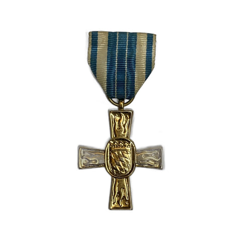 German Bavarian Fire Service Merit Cross 1955 Feuerlöschwesen Medal Gilt Pin