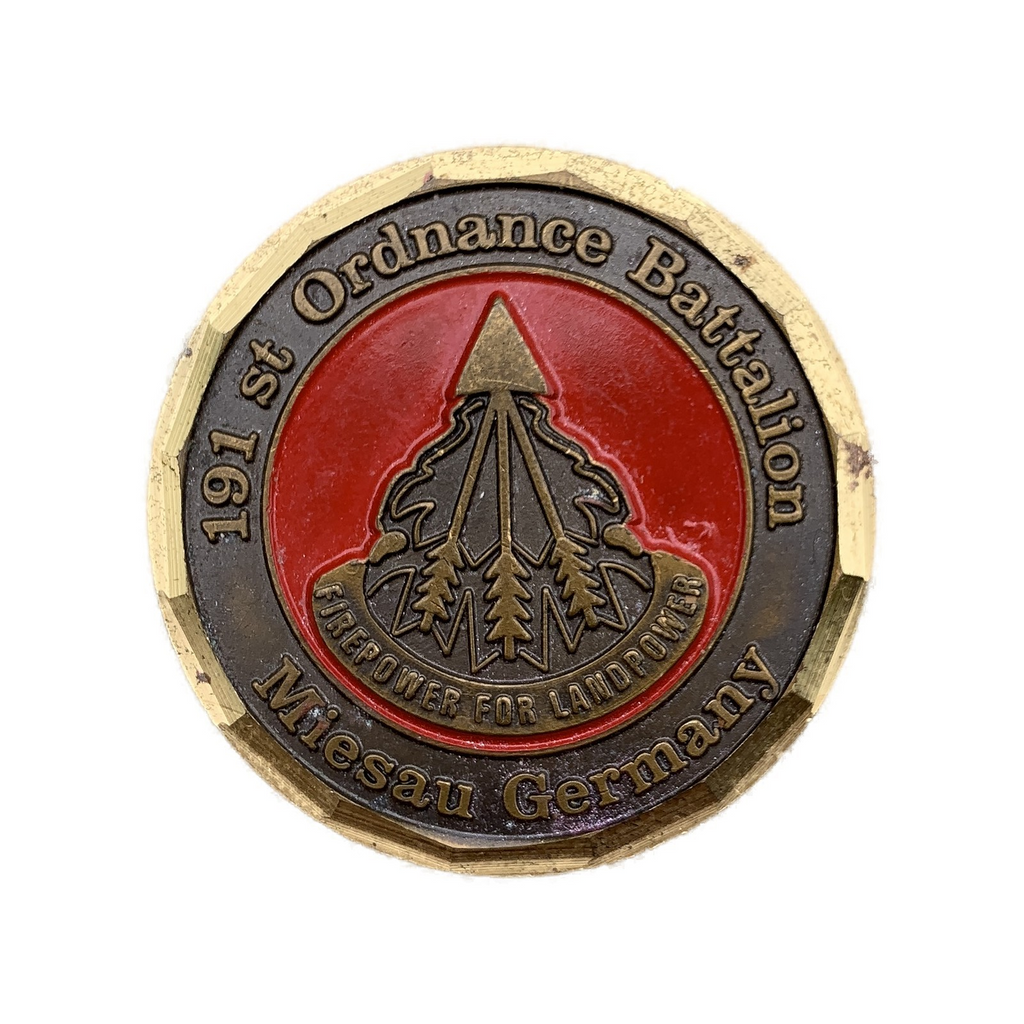 Vintage US Army 191st Ordnance Battalion Challenge Coin Miesau Germany