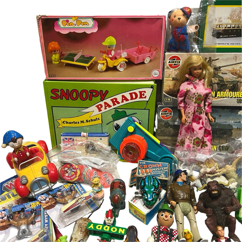 Large Vintage Toy Job Lot Airfix Merit Rubiks Dolls Figures Games Collectables - detail view