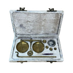Vintage Jewellers Brass Balance Scales Weights Fitted Velvet Case