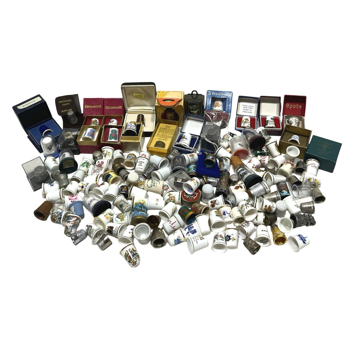 Large Vintage Collectable Thimble Job Lot Royal Doulton Spode Caverswall Boxed