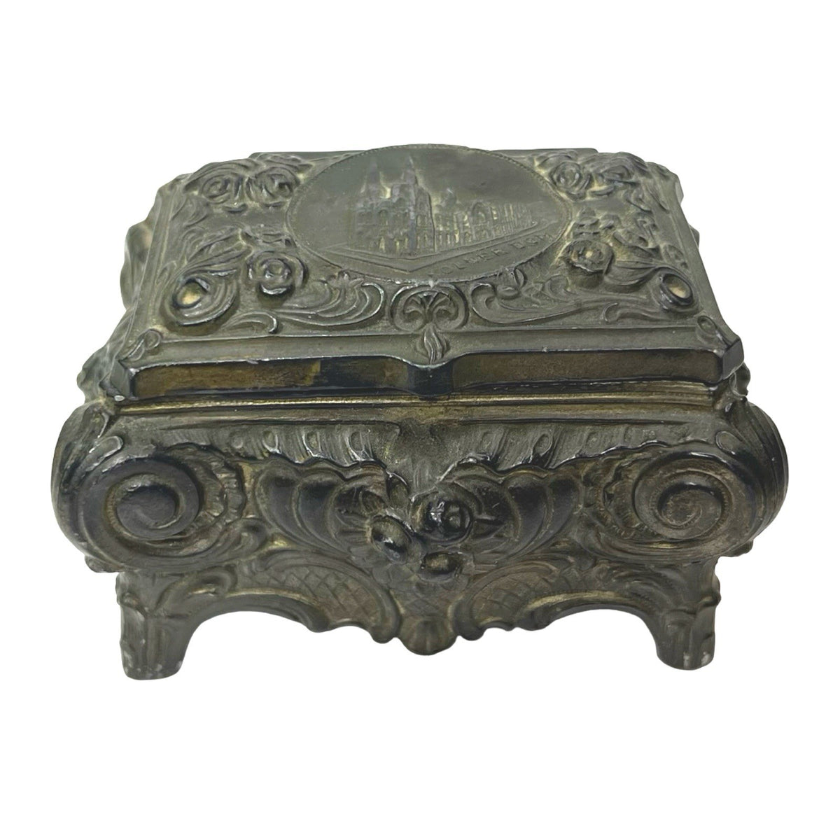 Vintage Kölner Dom Cologne Cathedral Metal Trinket Jewellery Box Germany