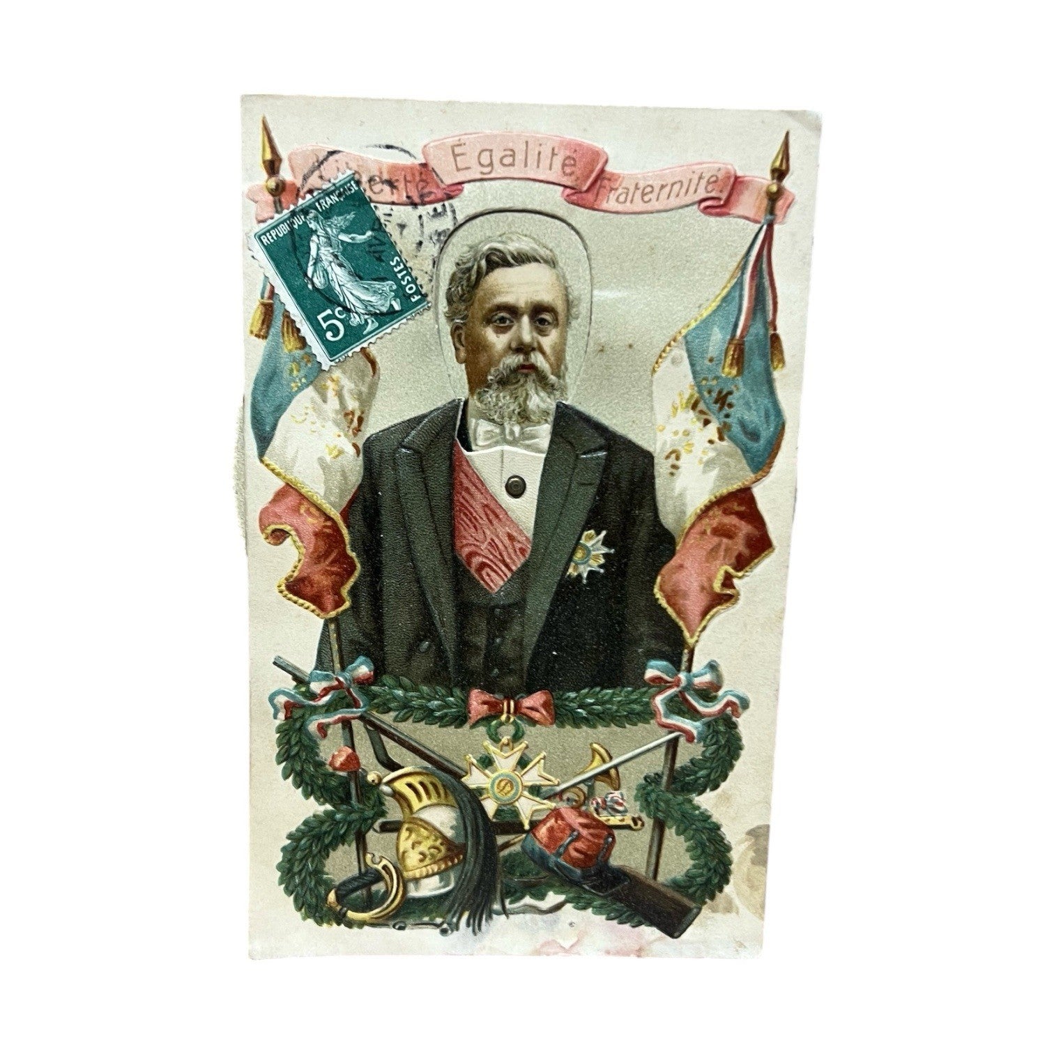 Antique French Political Novelty Postcard Interchangeable Portraits Embossed