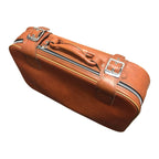 Vintage Brown Faux Leather Suitcase Carry Case Travel Overnight Bag Korea