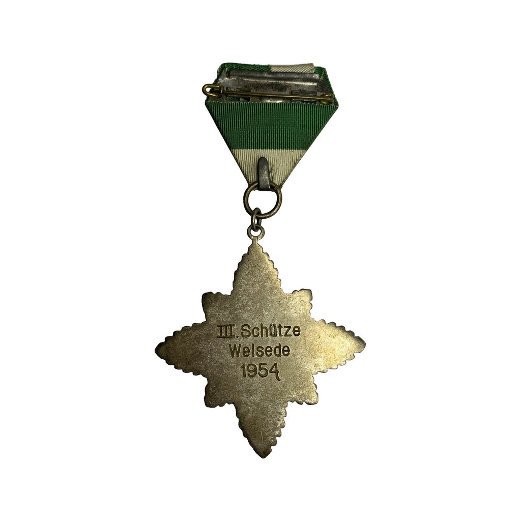 Vintage German Schutzenverein Shooting Prize Medal Star 1954 Welsede III Schutze