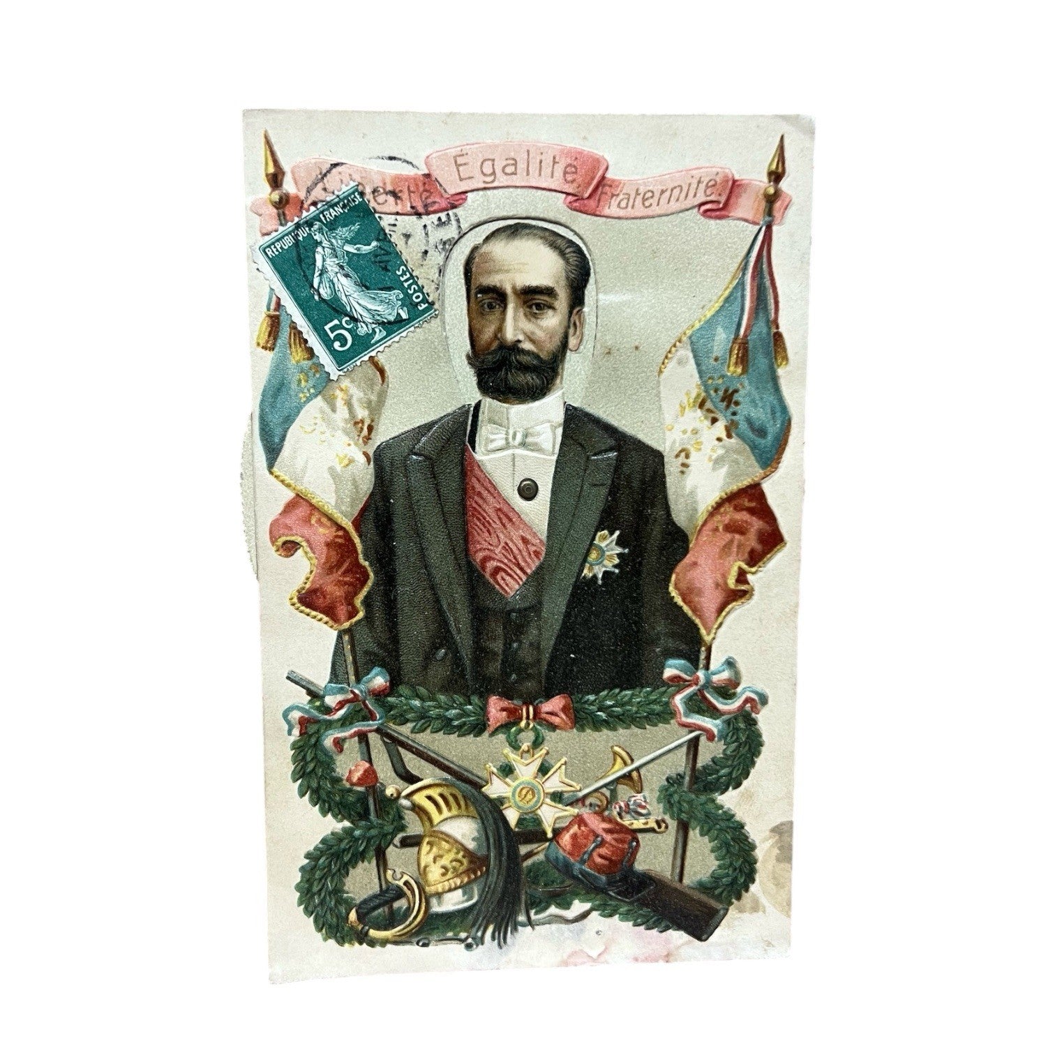 Antique French Political Novelty Postcard Interchangeable Portraits Embossed