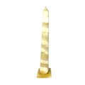 Vintage Collectable Banded Onyx Obelisk Sculpture Polished Stone Tower Desk Gift