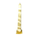 Vintage Collectable Banded Onyx Obelisk Sculpture Polished Stone Tower Desk Gift