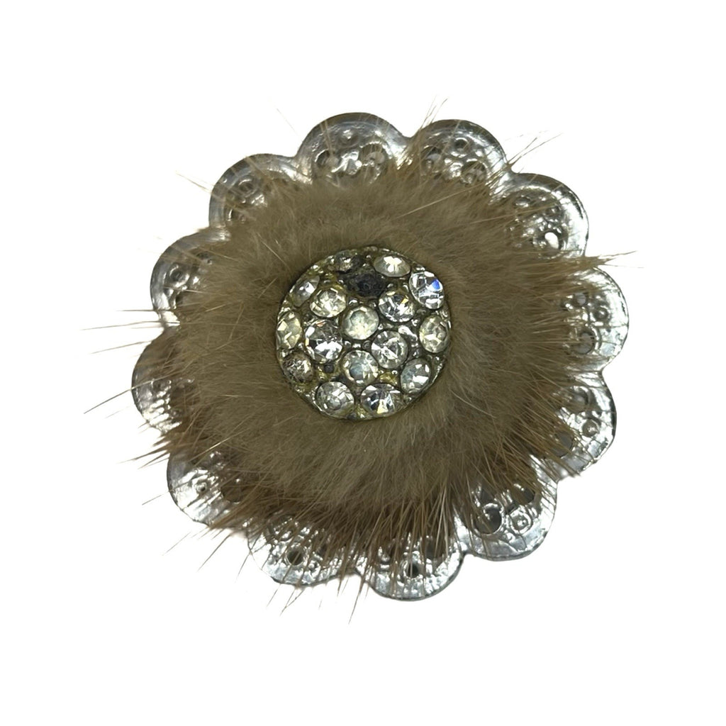 Vintage Mink Fur Brooches Lot Golden Cat Keyring Floral Pin Set Gift Retro