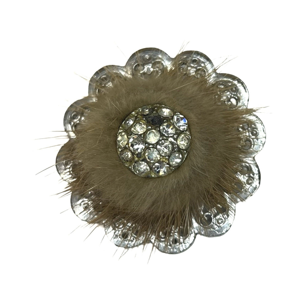 Vintage Mink Fur Brooches Lot Golden Cat Keyring Floral Pin Set Gift Retro