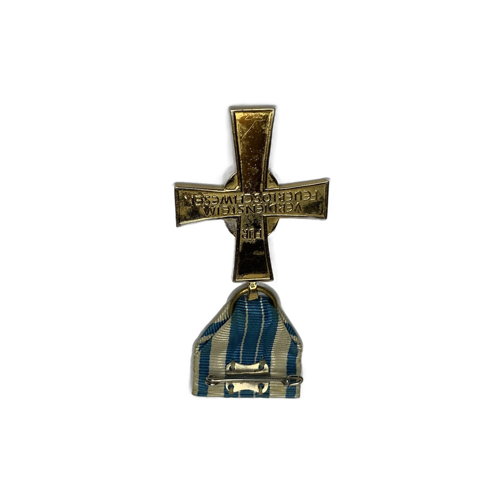 German Bavarian Fire Service Merit Cross 1955 Feuerlöschwesen Medal Gilt Pin
