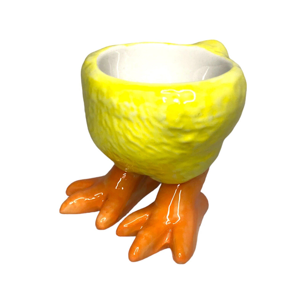 Egg Cup Holder Adorable Yellow Chick Chicken Tail Ornament - Brand New in Box