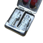 Vintage Catholic Double Pocket Shrine Mary Jesus St Joseph Christ Child