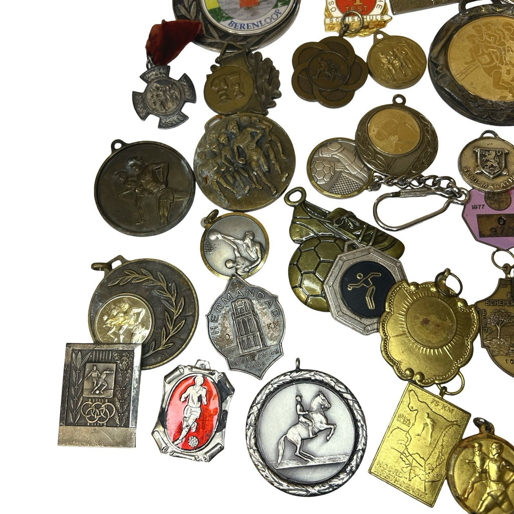 Vintage Sports Medals Job Lot Athletics Cycling Football Award Fobs European