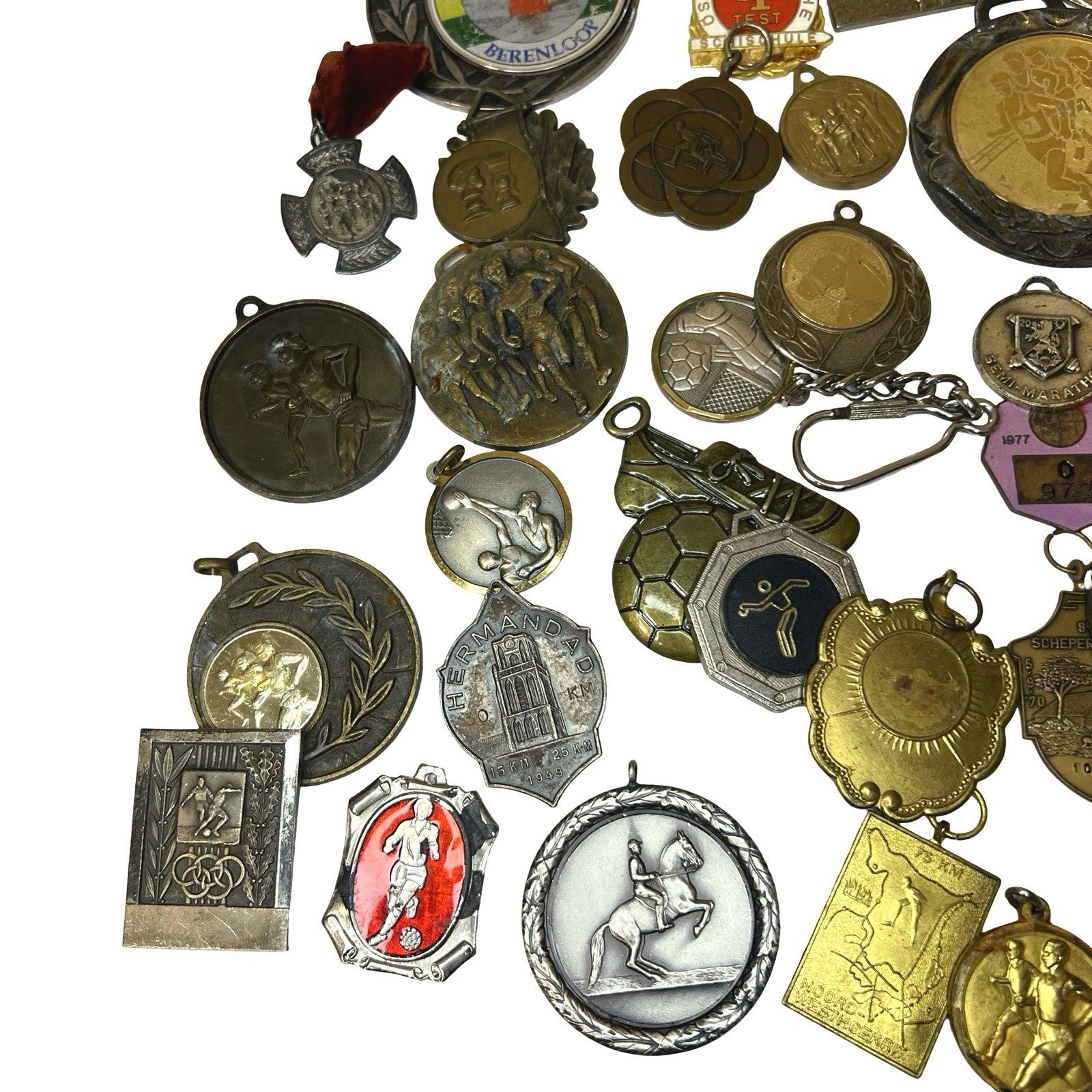 Vintage Sports Medals Job Lot Athletics Cycling Football Award Fobs European