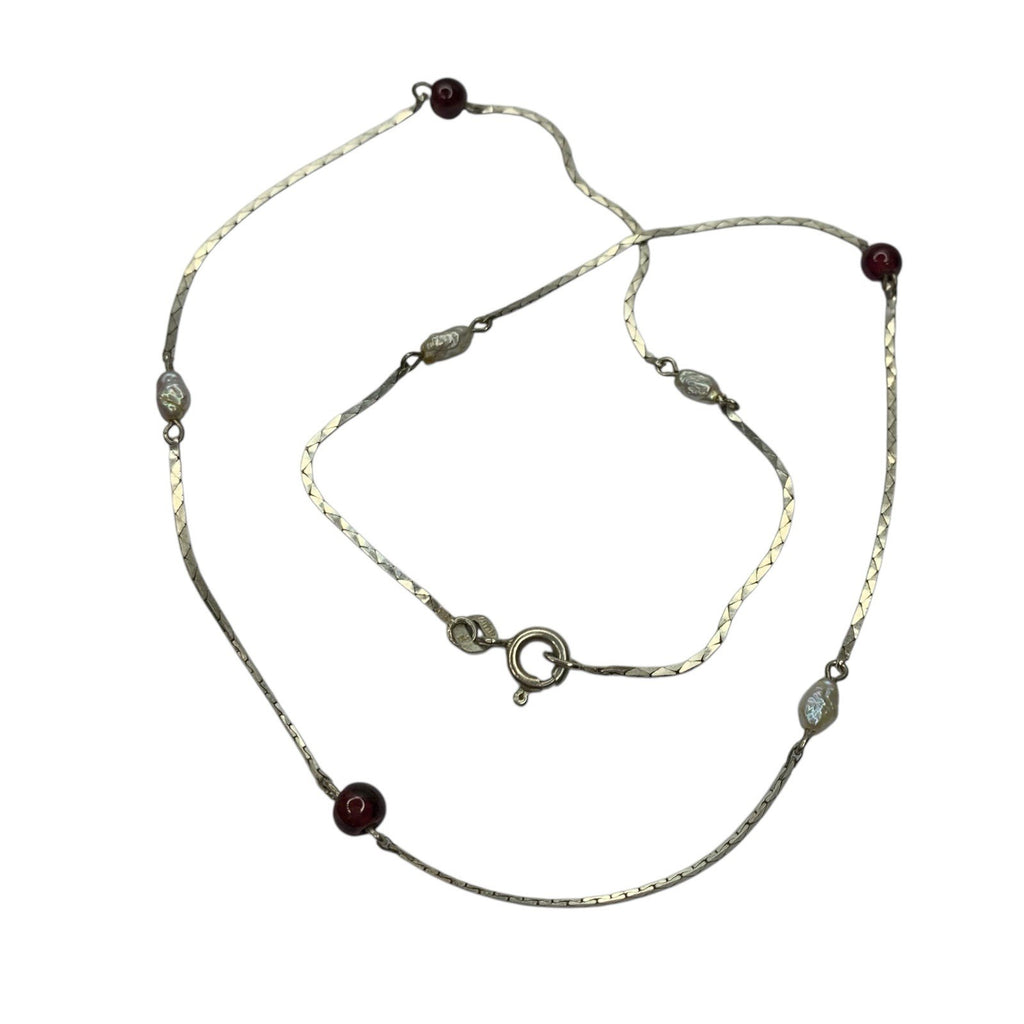 Italian Caleari 925 Sterling Silver Necklace Stone Detail Vintage Jewellery