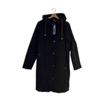 DKNY Women's Black Parka Jacket Coat Hooded Winter Warm Large Zip Slits BNWT