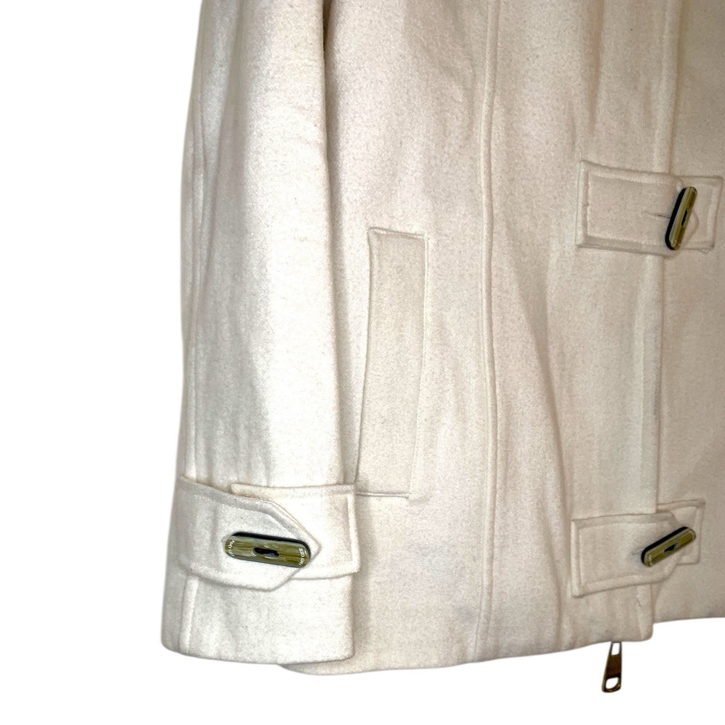 Amy Gee Ladies Duffel Coat Cream Beige Toggle Jacket Winter Warm Size 14 EU 42