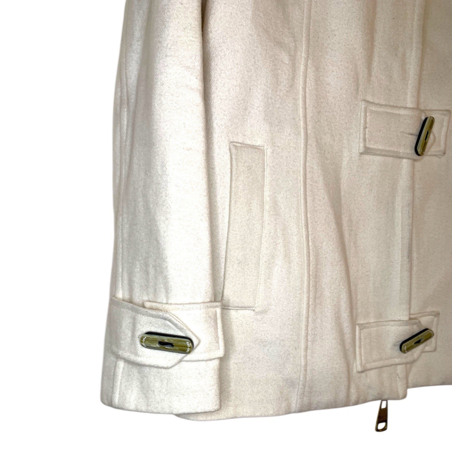 Amy Gee Ladies Duffel Coat Cream Beige Toggle Jacket Winter Warm Size 14 EU 42