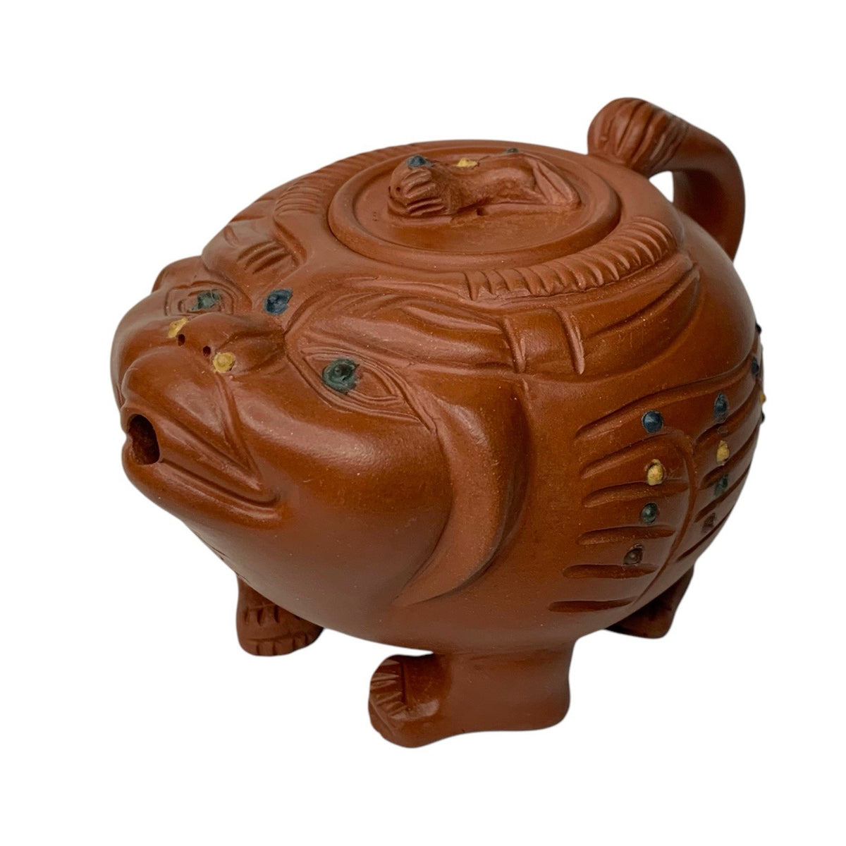 Vintage Yixing Zisha Pig Teapot Factory 1 Square Circle Purple Clay Boxed