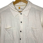 Carhartt Long Sleeve Polo Shirt Beige Cotton Workwear Top Unisex Medium Vintage