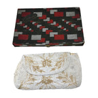 Vintage Brettle's Silkestia White Beige Micro Beaded Evening Clutch Purse Boxed