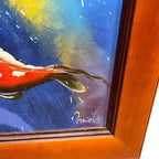 Large Original Koi Fish Painting Signed Framed Feng Shui Prosperity Artwork