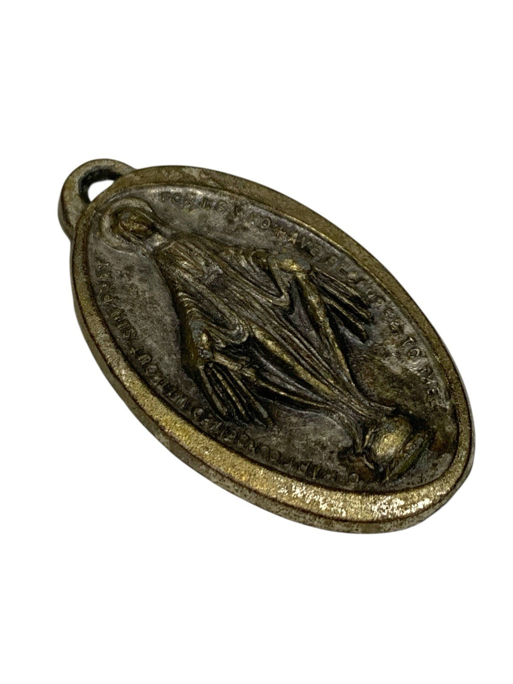 Vintage Miraculous Medal Virgin Mary Our Lady of Grace Catholic Necklace Pendant