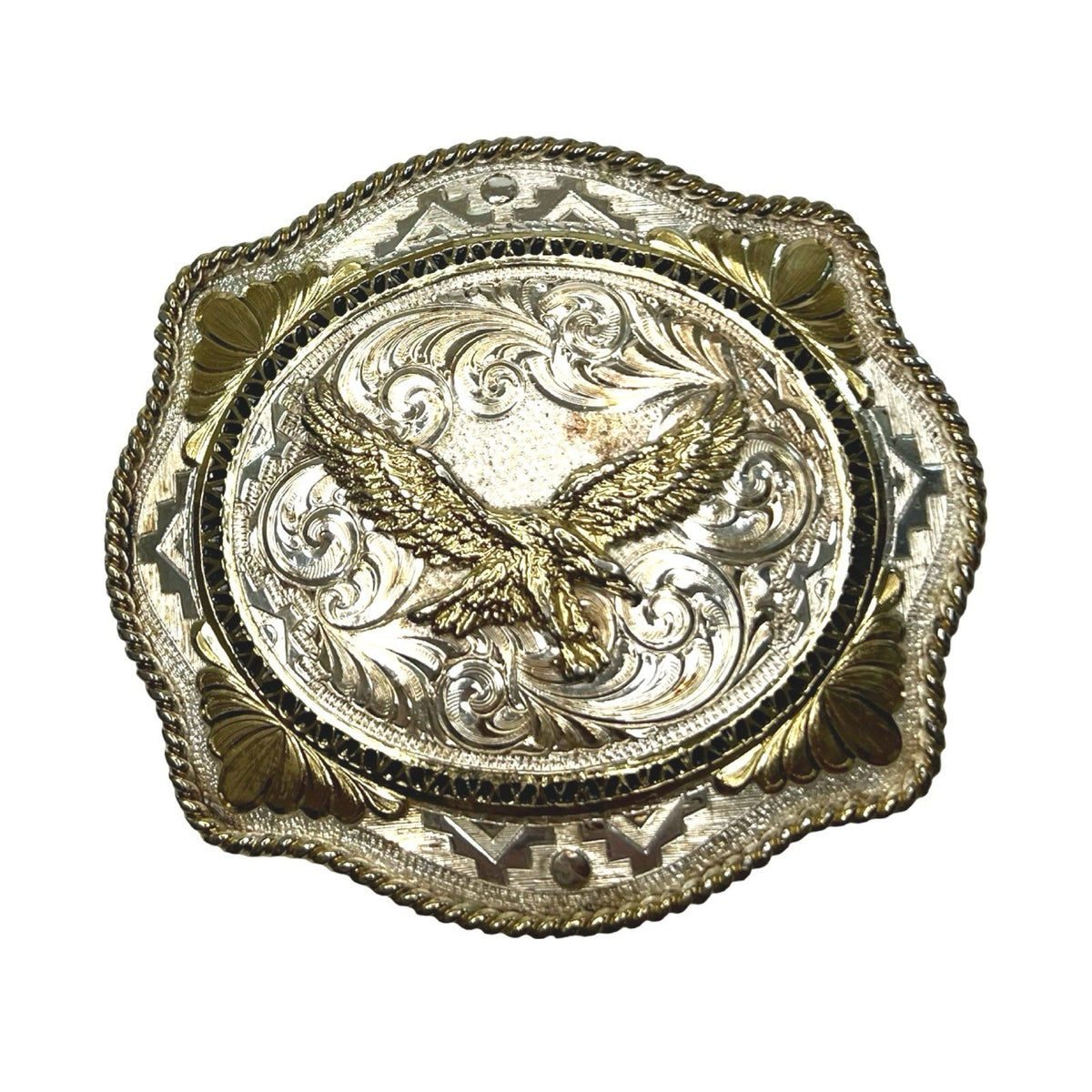 Montana Silversmiths Silver Plate Eagle Western Cowboy Belt Buckle USA