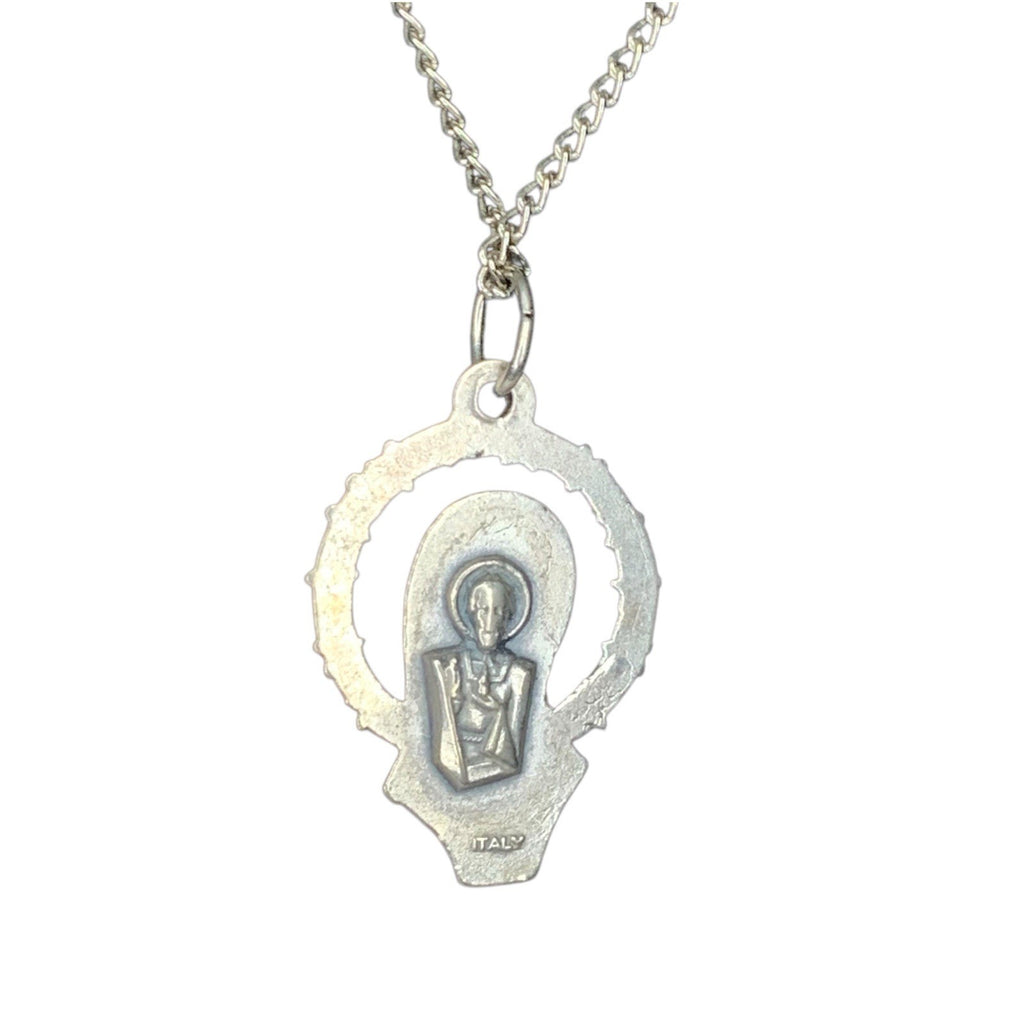 Vintage Medjugorje Virgin Mary Cross Pendant Medal Catholic Religious Necklace