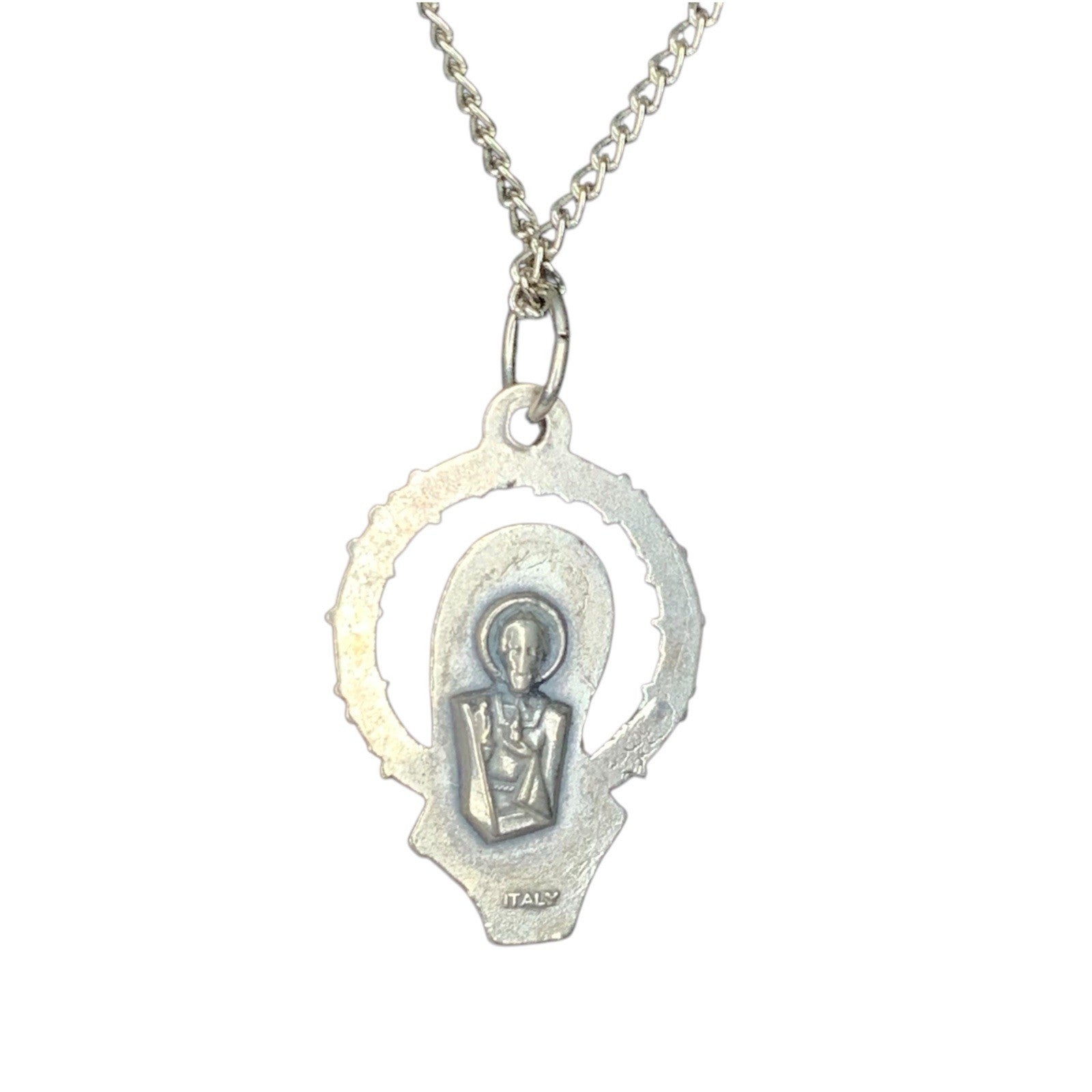 Vintage Medjugorje Virgin Mary Cross Pendant Medal Catholic Religious Necklace