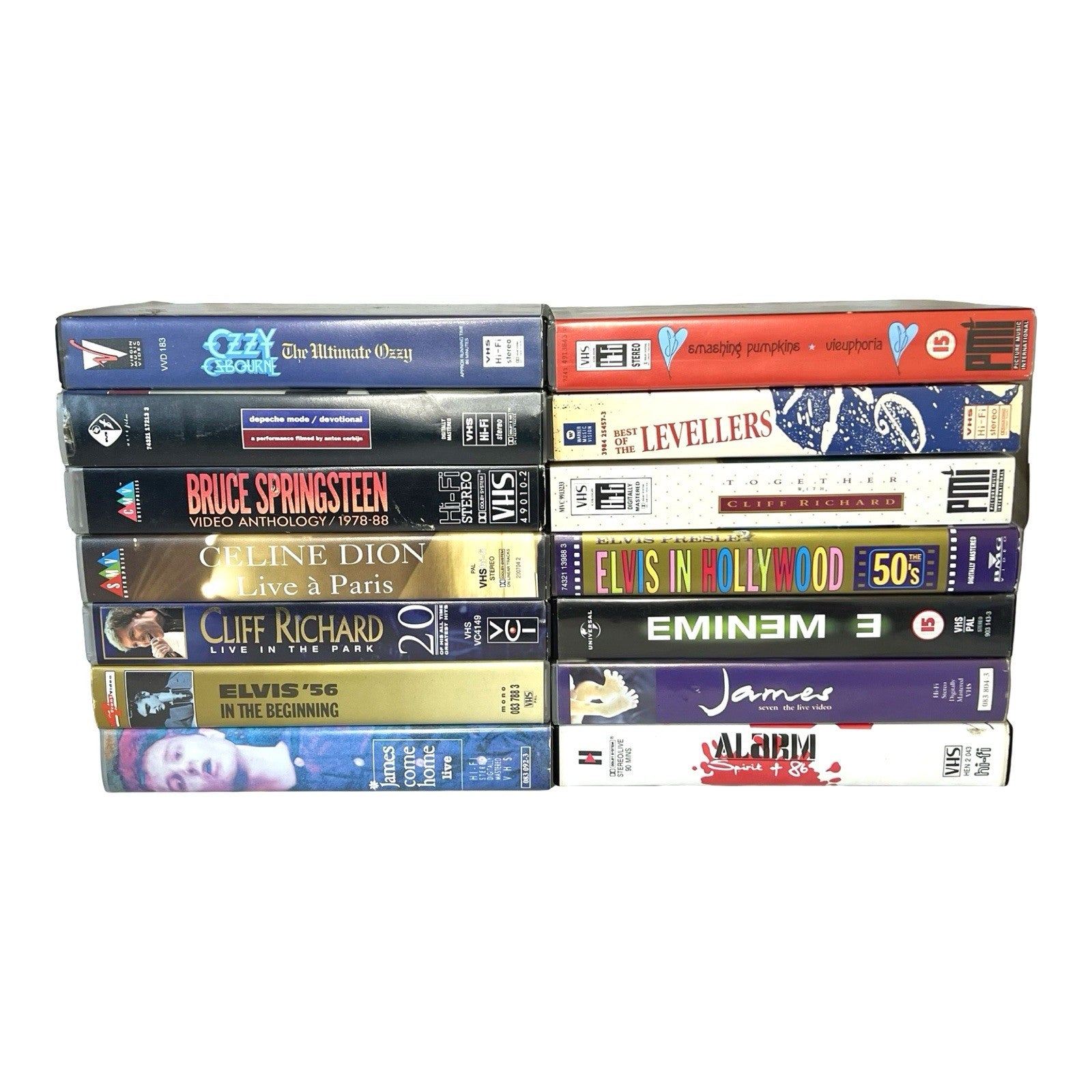 Job Lot 14 Music VHS Tapes Smashing Pumpkins Eminem Ozzy Depeche Mode MTV