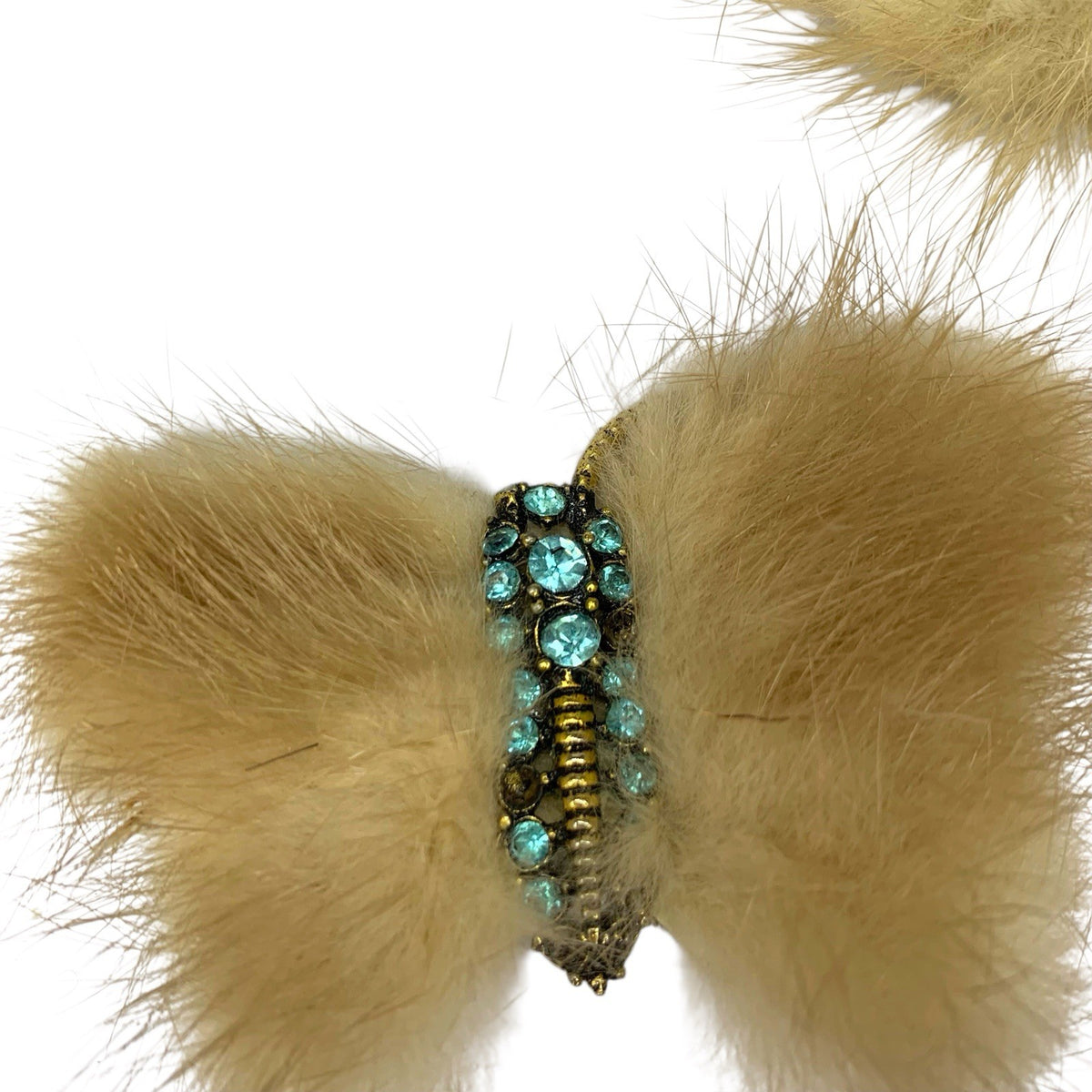 Vintage Mink Fur Brooch Pin Set 5 Rhinestone Butterfly Mixed Colours Jewellery