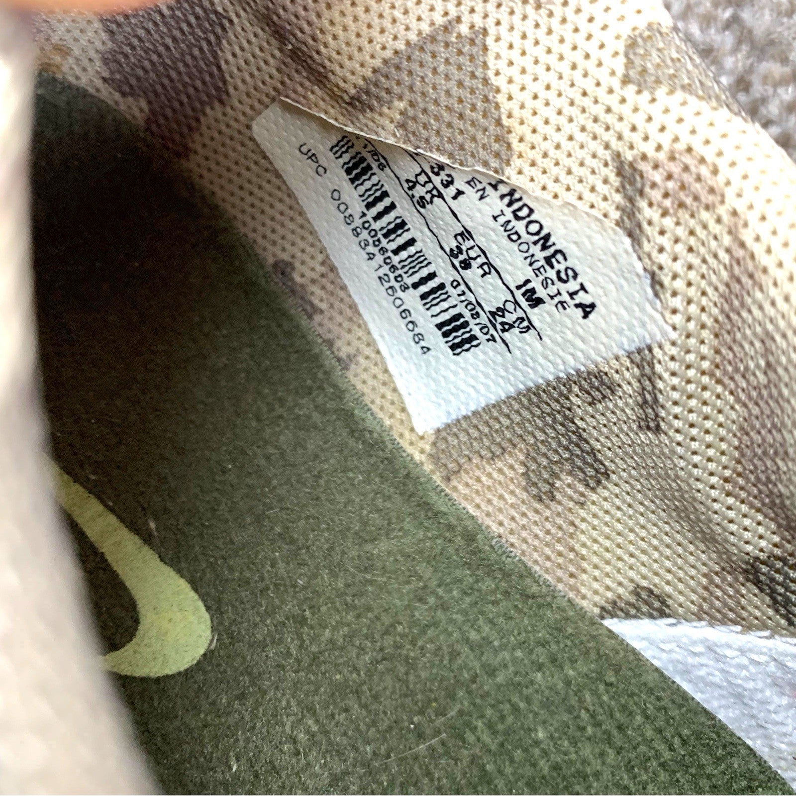 Nike Capri SI Suede Camo Trainers Womens UK 4.5 Khaki Lime Green Rare Shoes