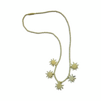 1950s Edelweiss Flower Necklace Hand Carved Bone Beads Alpine Folk Art Austria
