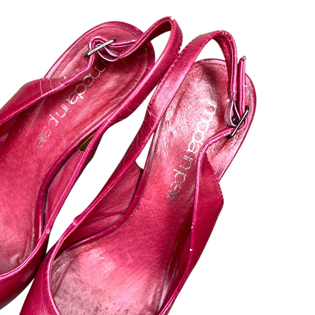 Moda In Pelle Caterpilla Hot Pink Slingback Heels UK 5 EU 39 Boxed Magenta